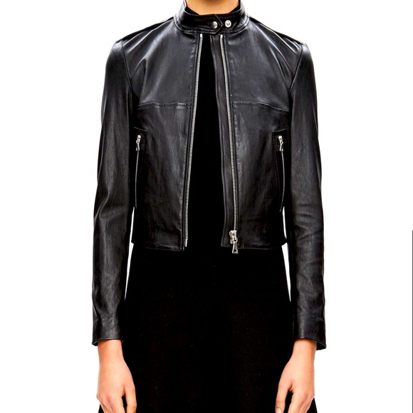 Theory Jackets & Blazers - THEORY CROP LAMB LEATHER JACKET MED FITS SMALL